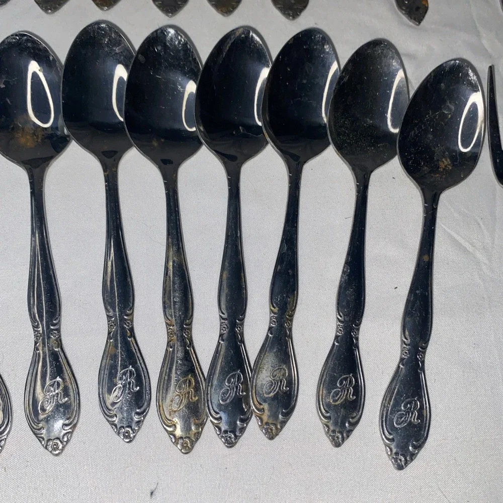 32 Piece R Monogrammed Vintage Flatware Stainless Steel Made In Taiwan